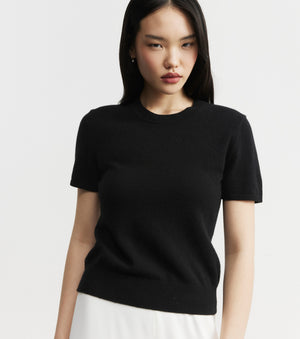 Cashmere Slim Fit Tee - Black